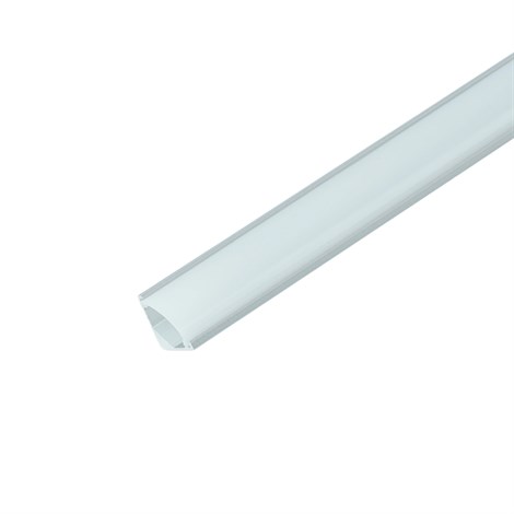 Профиль алюминиевый "угловой круглый 7.9*7.9мм", серебро, CAB240 с матовым экраном, 2 заглушками, 4 крепежами в комплекте FERON - фото 101092