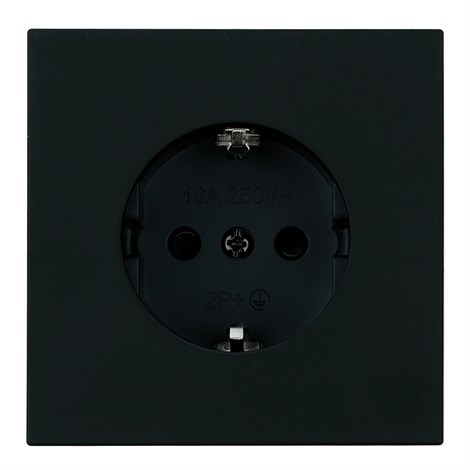 Розетка 1-местная с защитной шторкой с/з (механизм), STEKKER, 250В, 16А, серия Мия, RST16-3110-05, черный бархат - фото 103188