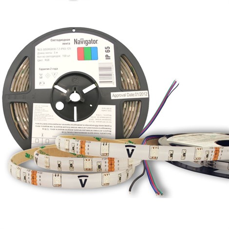 Светодиодная лента Navigator 71 428 NLS-5050RGB30-7.2-IP65-12V R5 - фото 23853