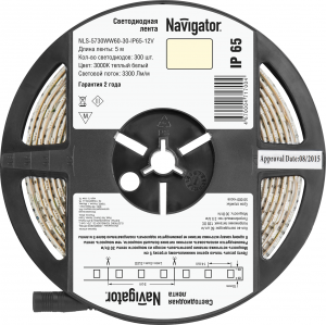 Светодиодная лента Navigator 71 700 NLS-5730WW60-30-IP65-12V R5 - фото 23873