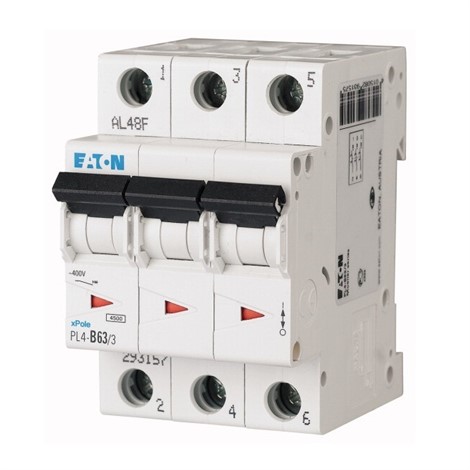 Автоматический выключатель 3п C 25А PL4-C25/3 4.5кА EATON 293162 - фото 25023