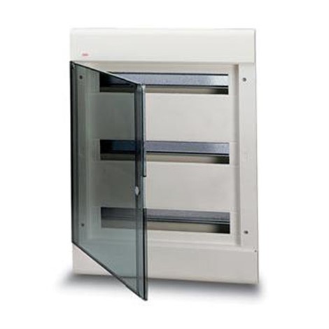 ABB Estetica Бокс встраиваемый белый 12мод. с дымчатой гориз. дв. IP40 - фото 25612