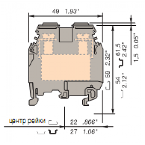 ABB M35/16 Entrelec Клеммник винтовой до 35 мм.кв., серый "фазный" - фото 26176