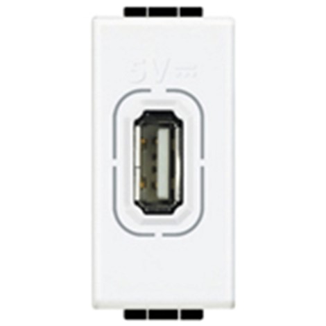 N4285C Bticino LivingLight Зарядка USB для мобильных устройств. размер 1 модуль. цвет белый - фото 28657