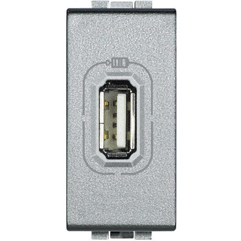 NT4285C Bticino LivingLight Зарядка USB для мобильных устройств. размер 1 модуль. цвет алюминий - фото 28670
