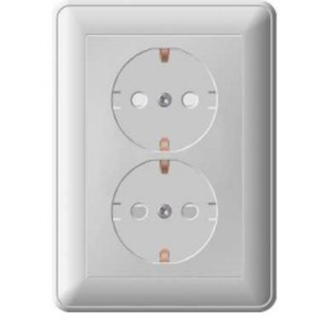 Wessen 59 Белый Розетка 2-я с/з с защитными шторками в сборе с рамкой RS16-255-18 - фото 29012