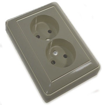 Wessen 59 Матовый хром Розетка 2-я б/з в сборе с рамкой RS16-254-58 - фото 29088