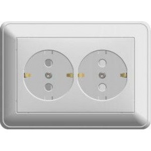 Wessen 59 Матовый хром Розетка 2-я с/з с защитными шторками в сборе с рамкой RS16-255-58 - фото 29099