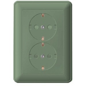 Wessen 59 Шампань Розетка 2-я с/з с защитными шторками в сборе с рамкой RS16-255-48 - фото 29101