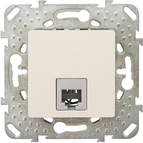 Schneider Electric Unica Бежевый Розетка ТЛФ 1-ая 4 контакта (MGU5.492.25ZD) - фото 29152