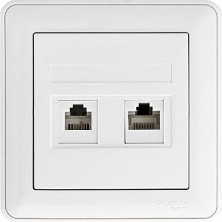 Wessen 59 Белый Розетка двойная ТЛФ комп 5е (RJ11 RJ45) в сборе с рамкой RSI-251TK5E-18 - фото 29161