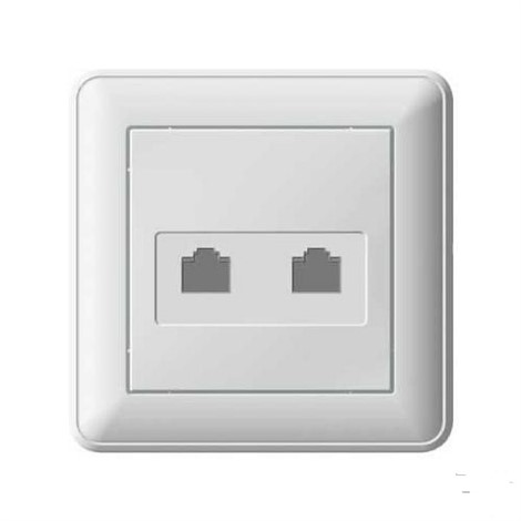 Wessen 59 Белый Розетка компьютерная 2-ая RJ45 кат. 5e в сборе с рамкой - фото 29203