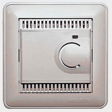 Wessen 59 Белый Регулятор теплого пола с датчиком 5... 50C, 10А,в сборе с рамкой TES-151-18 - фото 29288