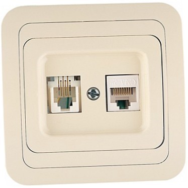 Makel Mimoza Розетка Макел Мимоза компьютерная кремовая CAT 5E 25035 - фото 29603