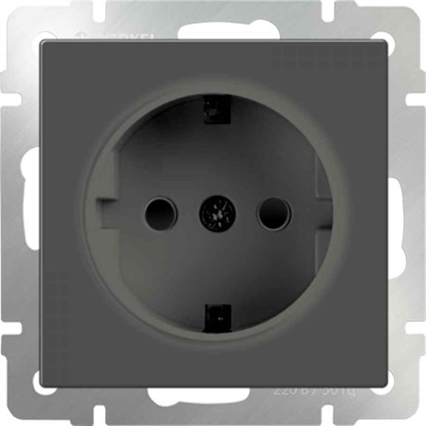 Розетка с заземлением Werkel WL07-SKG-01-IP20 серо-коричневый - фото 29659
