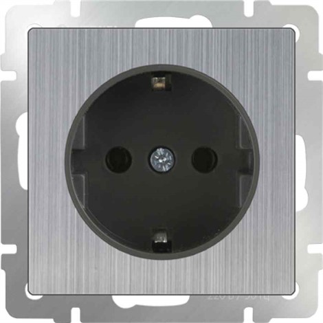 Розетка с заземлением Werkel WL02-SKG-01-IP20 глянцевый никель - фото 29674