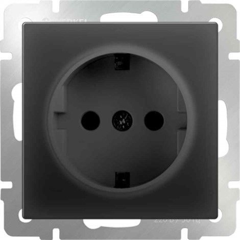 Розетка с заземлением и шторками Werkel WL08-SKGS-01-IP44 черный матовый - фото 29696