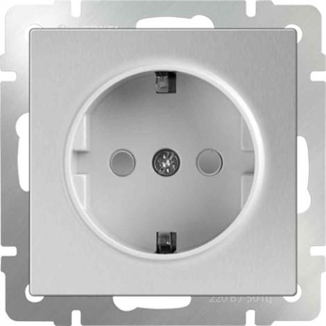 Розетка с заземлением и шторками Werkel WL06-SKGS-01-IP44 серебряный - фото 29697