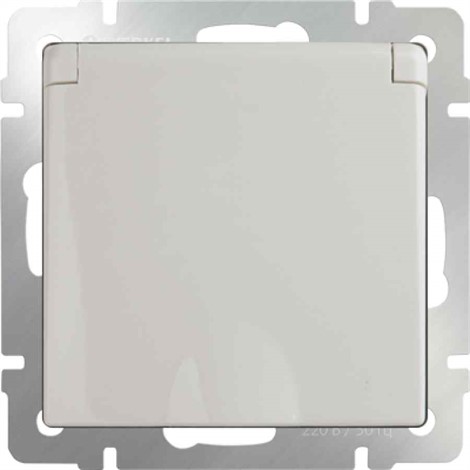Розетка влагозащ. с зазем. с защит. крышкой и шторками Werkel WL03-SKGSC-01-IP44-ivory слоновая кость - фото 29699
