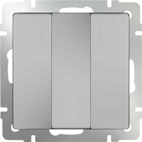 Выключатель трехклавишный Werkel WL06-SW-3G серебряный - фото 29730