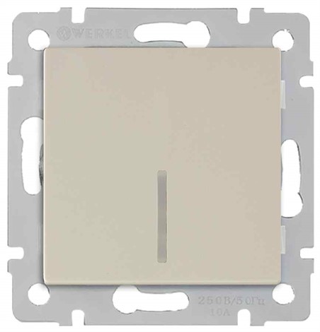 Выключатель одноклавишный проходной с подсветкой Werkel WL03-SW-1G-2W-LED-ivory слоновая кость - фото 29733