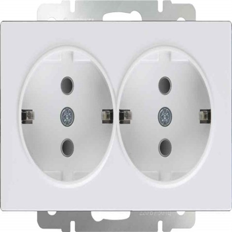 Розетка двойная с заземлением Werkel WL01-SKG-02-IP20 белая - фото 29734