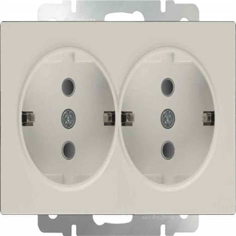 Розетка двойная с заземлением Werkel WL03-SKG-02-IP20 слоновая кость - фото 29735