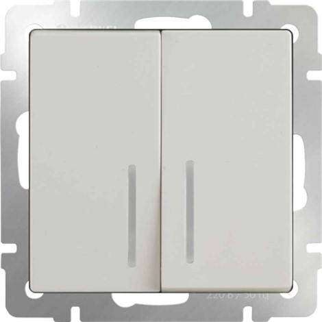 Выключатель двухклавишный с подсветкой Werkel WL03-SW-2G-LED-ivory слоновая кость - фото 29753