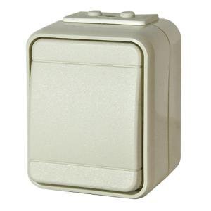 Переключатель одноклавишный наружный 10А 250V IP44 открытая установка Elso Aqua-Top жемчужно-белый - фото 29896