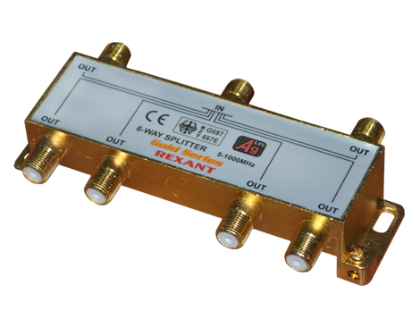 ДЕЛИТЕЛЬ ТВ x 6 7шт. F BOX 5-1000 МГц GOLD REXANT - фото 33263