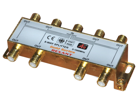 ДЕЛИТЕЛЬ ТВ x 8 9шт. F BOX 5-1000 МГц GOLD REXANT - фото 33265