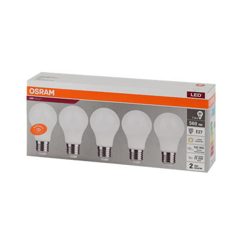 LVCLA60 7SW/830 230V E27 Экопак1X5 RU OSRAM - фото 48084