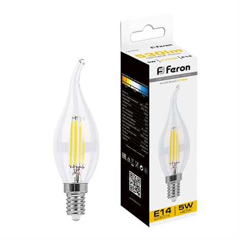 Лампа светодиодная Feron LB-59 Свеча на ветру E14 5W 230V 2700K - фото 48937