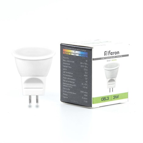 Лампа светодиодная Feron LB-271 MR11 G5.3 3W 230V 4000K - фото 48964