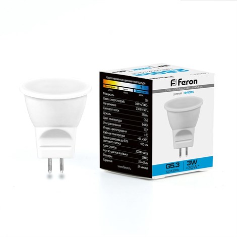 Лампа светодиодная Feron LB-271 MR11 G5.3 3W 230V 6400K - фото 48971