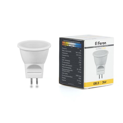 Лампа светодиодная Feron LB-271 MR11 G5.3 3W 230V 2700K - фото 48973