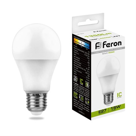 Лампа светодиодная Feron LB-94 Шар E27 15W 175-265V 4000K - фото 48986