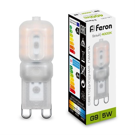 Лампа светодиодная Feron LB-430 G9 5W 230V 4000K - фото 48991