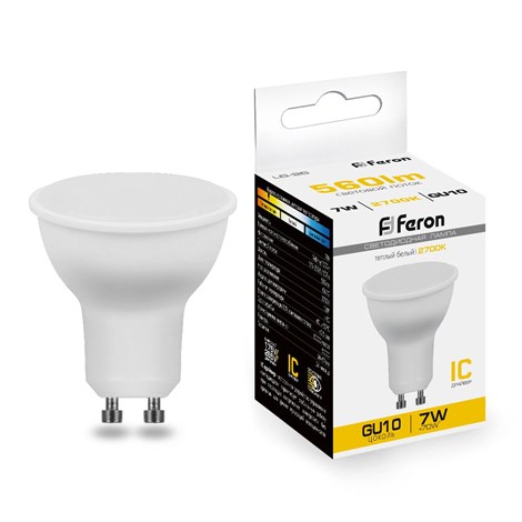 Лампа светодиодная Feron LB-26 GU10 7W 175-265V 2700K - фото 49096