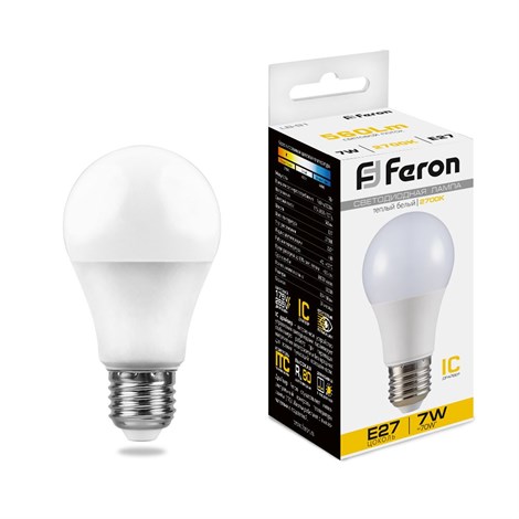 Лампа светодиодная Feron LB-91 Шар E27 7W 175-265V 2700K - фото 49307