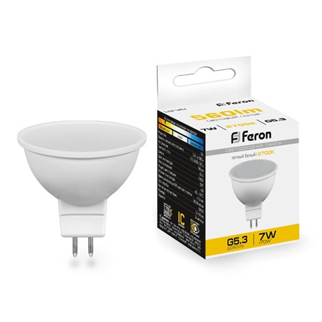 Лампа светодиодная Feron LB-26 MR16 G5.3 7W 175-265V 2700K - фото 49362
