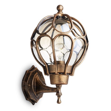 Светильник садово-парковый Feron PL3801  круглый на стену вверх 60W 230V E27, черное золото - фото 49792