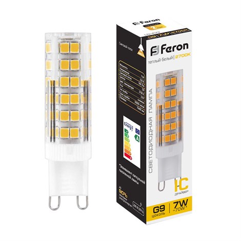 Лампа светодиодная Feron LB-433 G9 7W 175-265V 2700K - фото 51896