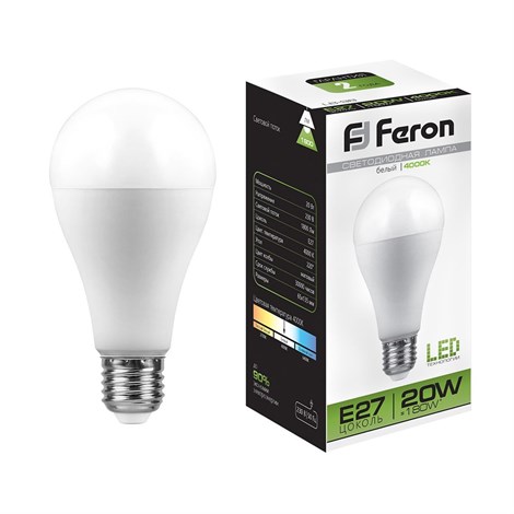 Лампа светодиодная Feron LB-98 Шар E27 20W 175-265V 4000K - фото 51913