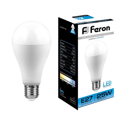Лампа светодиодная Feron LB-100 Шар E27 25W 175-265V 6400K - фото 51922