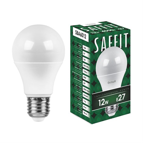 Лампа светодиодная SAFFIT SBA6012 Шар E27 12W 230V 4000K - фото 52203