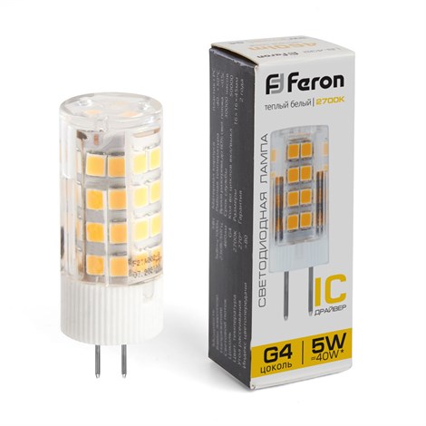 Лампа светодиодная Feron LB-432 G4 5W 175-265V 2700K - фото 53479