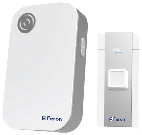 Звонок дверной беспроводной Feron E-372 Электрический 36 мелодий белый серый с питанием от батареек - фото 53805