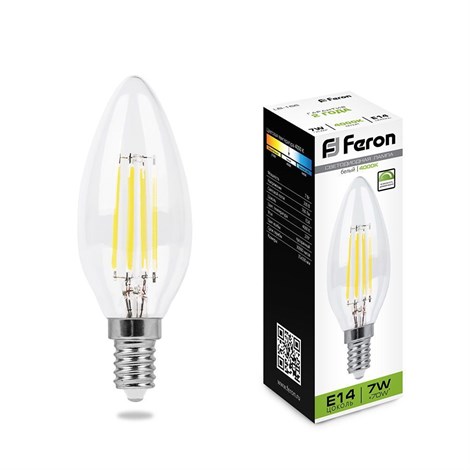 Лампа светодиодная диммируемая Feron LB-166 Свеча E14 7W 230V 4000K - фото 53842