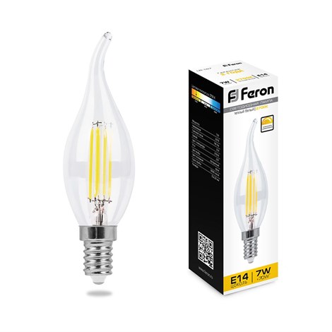 Лампа светодиодная диммируемая Feron LB-167 Свеча на ветру E14 7W 230V 2700K - фото 53844